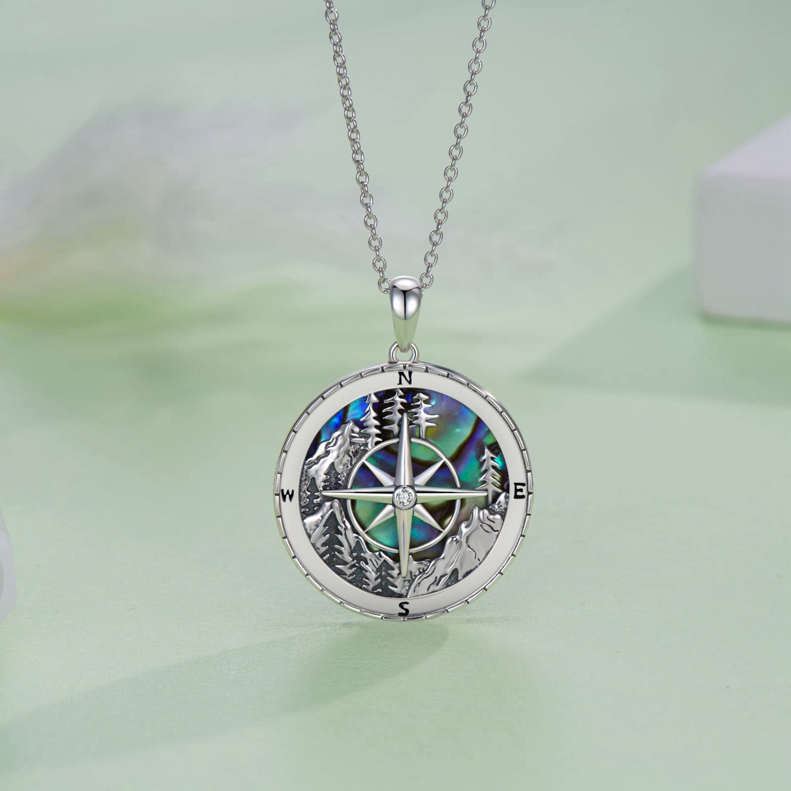 Peireara Mountain Compass Necklaces for Women 925 Sterling Silver Compass Pendant Necklaces Inspirational Compass Necklaces Jewelry Gifts for Women