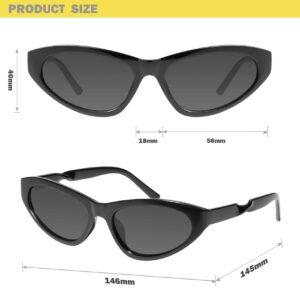 mosanana Y2k Cat Eye Sunglasses for Women Men Trendy Cool Cute Funky Fashion Retro Vintage Black Baddie Stylish 90s Aesthetic Futuristic Personalized Chunky Ladies Sun Glasses Triangle Twist KELSEY