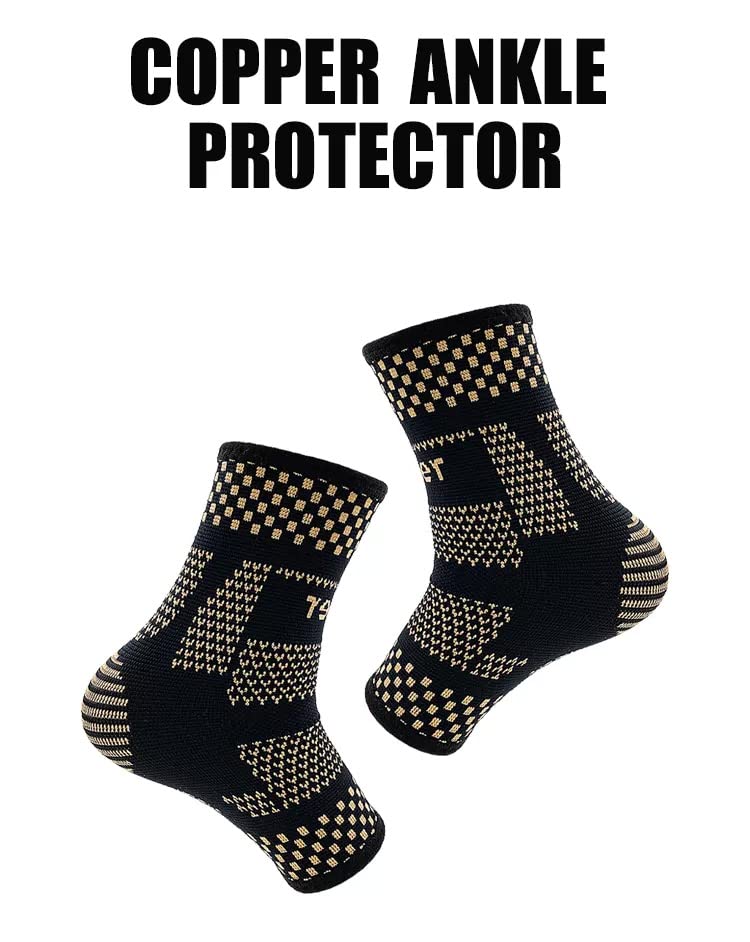 Medtherapies by Dr. Shapiro Copper Ankle Brace Support (Pair) For Men and Women, Professional Ankle Compression Support for Sprained Ankle, Heel Spur, Plantar Fasciitis, Achilles Tendonitis, and Ankle Sports Injuries (Medium)