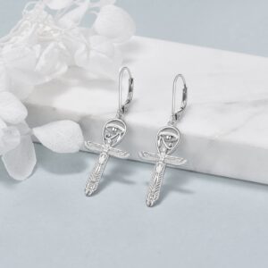 YFN Ankh Cross Earrings Sterling Silver Eye of Horus Earrings Egypt Dangle Drop Earrings Egyptian Protection Jewelry Gifts for Women