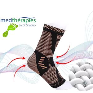 Medtherapies by Dr. Shapiro Copper Ankle Brace Support (Pair) For Men and Women, Professional Ankle Compression Support for Sprained Ankle, Heel Spur, Plantar Fasciitis, Achilles Tendonitis, and Ankle Sports Injuries (Medium)