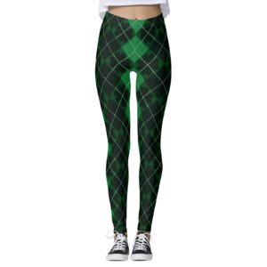 womens printed leggings high waisted st patricks cute clover tights tummy control stretch yoga pants slimming bottoms(b02-black,xx-large)