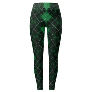 Womens Printed Leggings High Waisted St Patricks Cute Clover Tights Tummy Control Stretch Yoga Pants Slimming Bottoms(B02-Black,XX-Large)