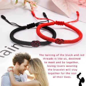 PZXHRY Couple Bracelets Red String Of Fate Bracelet Lucky Protection Long Distance Knot Handmade Matching Bracelets for Boyfriend Girlfriend Women Men