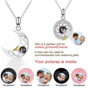 YESTIME Custom Necklace with Picture Inside - Picture Necklace Personalized Photo, Personalized Projection Necklace for Women, Anniversary Memorial Gift for Her/Women/Mom/Couple