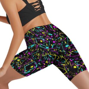 Lusherd 80s Party Women's Shorts Neon Biker Shorts for Women 80s 90s High Waisted Yoga Gym Shorts Soft Seamless Spandex Leggings Shorts