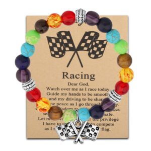 myospark racing gift racing bracelet racing enthusiast gift racing flag charm jewelry race day gift drag racing gift (racing bead br)