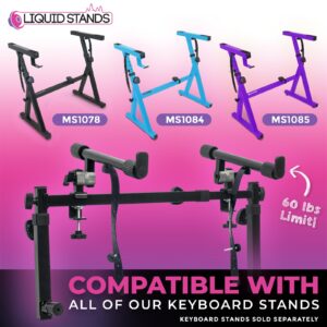 Liquid Stands 2 Tier Keyboard Stand Attachment - Adjustable Electric Digital Piano Stand for 54 - 88 Key Music Keyboards & Synths - Double Stand Extender for Square Tube Z Style Stands