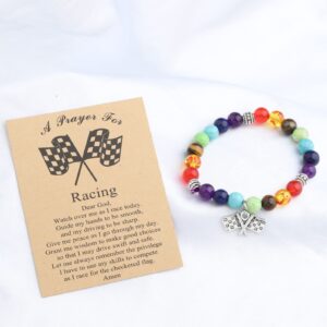 MYOSPARK Racing Gift Racing Bracelet Racing Enthusiast Gift Racing Flag Charm Jewelry Race Day Gift Drag Racing Gift (Racing bead BR)