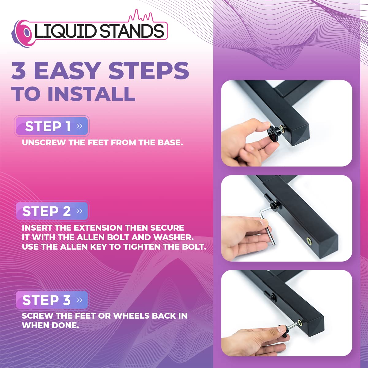 Liquid Stands Piano Stand Extender for Extra Security and Durability for 2-Tier Keyboard Stand - Extender for Wider Base to Keep Keyboard Stand Stable