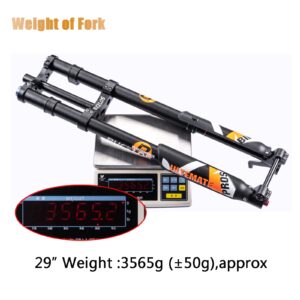 BUCKLOS 26/27.5/29 inch Electric Mountain Bike Air Suspension Inverted Downhill Fork，Thru Axle Boost 15x110mm Travel 140/180mm Rebound Adjust 1-1/8" Straight Tapered Disc Brake Bicycle Front Forks