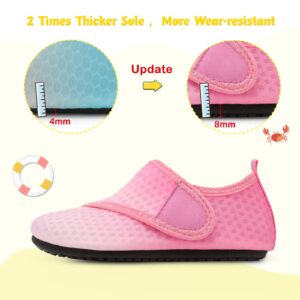 LeIsfIt Girls Boys Water Shoes Toddler Barefoot Aqua Socks Kids Quick-Dry Non-Slip Beach Swim Pool Shoes with Rubber Sole Gradient Pink 8.5 Toddler