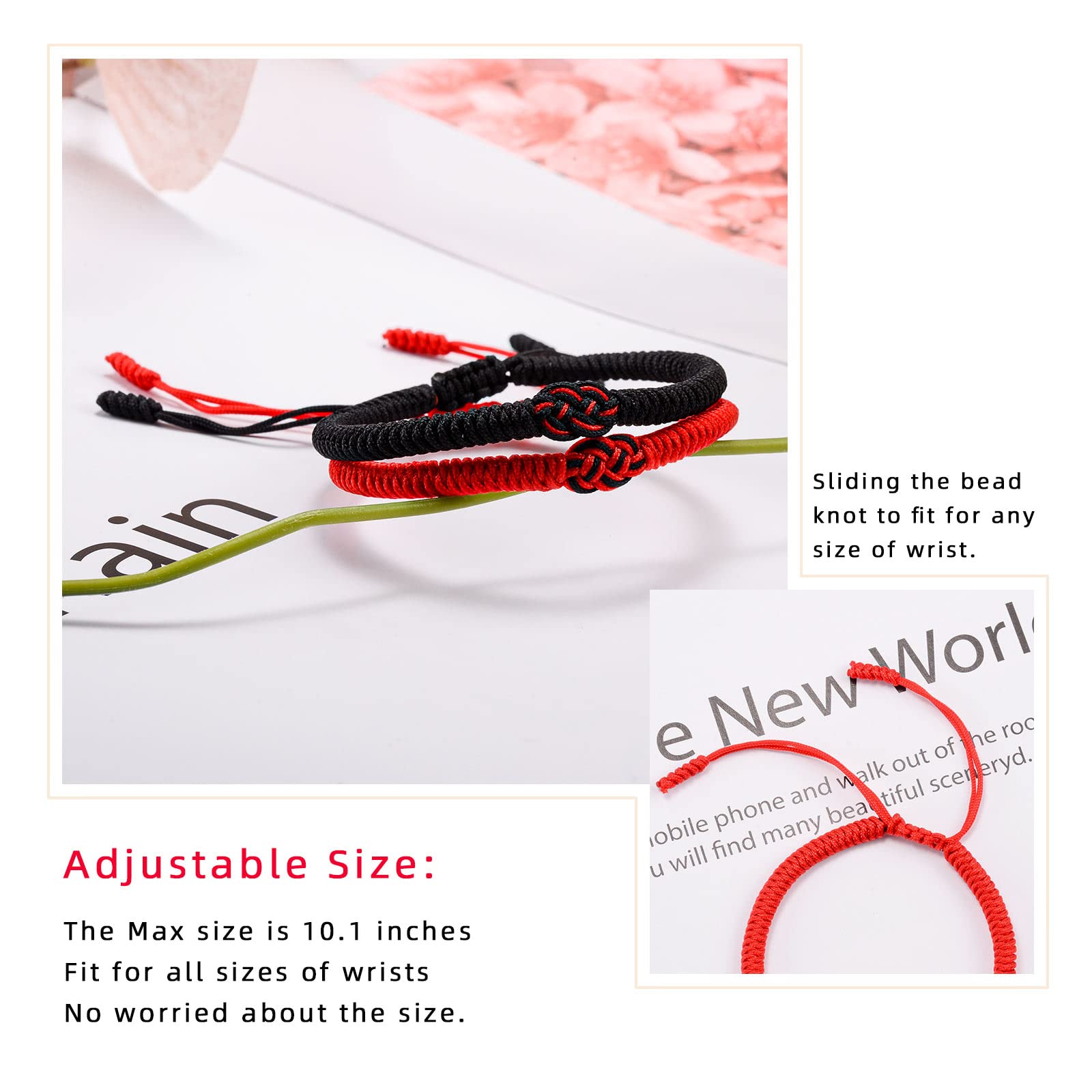 PZXHRY Couple Bracelets Red String Of Fate Bracelet Lucky Protection Long Distance Knot Handmade Matching Bracelets for Boyfriend Girlfriend Women Men