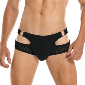 SKYSPER Men's Jock Strap Athletic Supporter For Men Sexy Jockstrap Male Underwear, SG44-Black Large