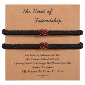 PZXHRY Best Friends Bracelet Red String Of Fate Bracelets For Friend Long Distance Matching Friendship Bracelets Gifts For Best Friend Men Women (Black)