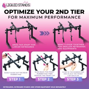 Liquid Stands 2 Tier Keyboard Stand Attachment - Adjustable Electric Digital Piano Stand for 54 - 88 Key Music Keyboards & Synths - Double Stand Extender for Square Tube Z Style Stands