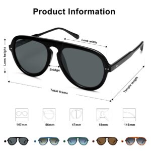 SOJOS Retro Aviator Sunglasses Womens Mens Vintage Plastic Frame Shades Lentes De Sol Para Mujer SJ2255 Black