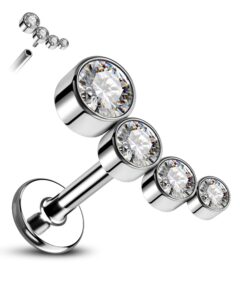 mooncrush jewelry g23 solid titanium helix earrings cz 16g cartilage earrings cluster helix piercing jewelry surgical steel hypoallergenic 6mm tragus earrings for women