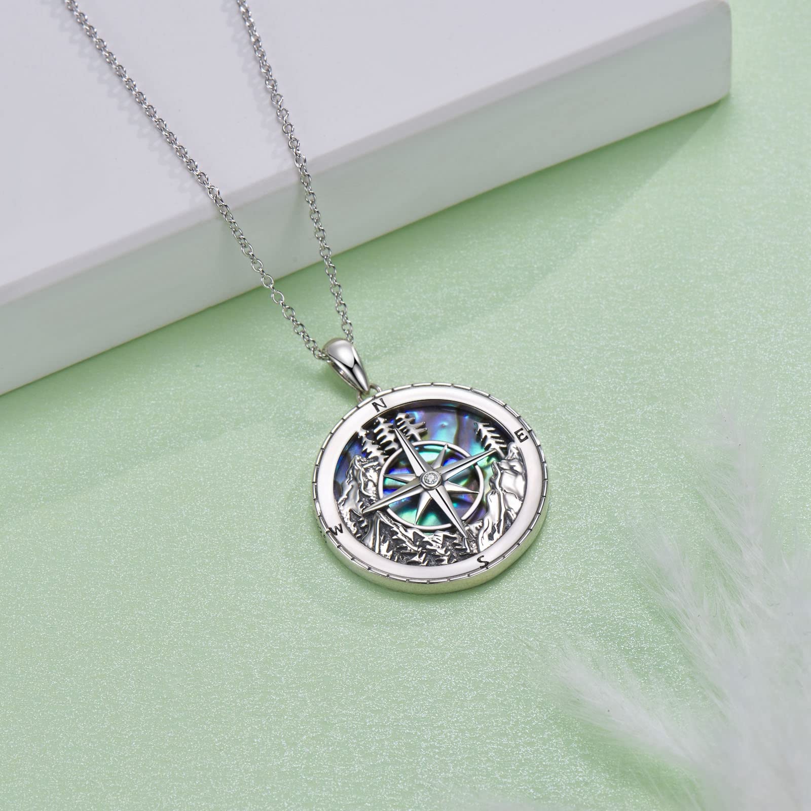 Peireara Mountain Compass Necklaces for Women 925 Sterling Silver Compass Pendant Necklaces Inspirational Compass Necklaces Jewelry Gifts for Women