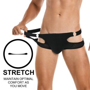 SKYSPER Men's Jock Strap Athletic Supporter For Men Sexy Jockstrap Male Underwear, SG44-Black Large