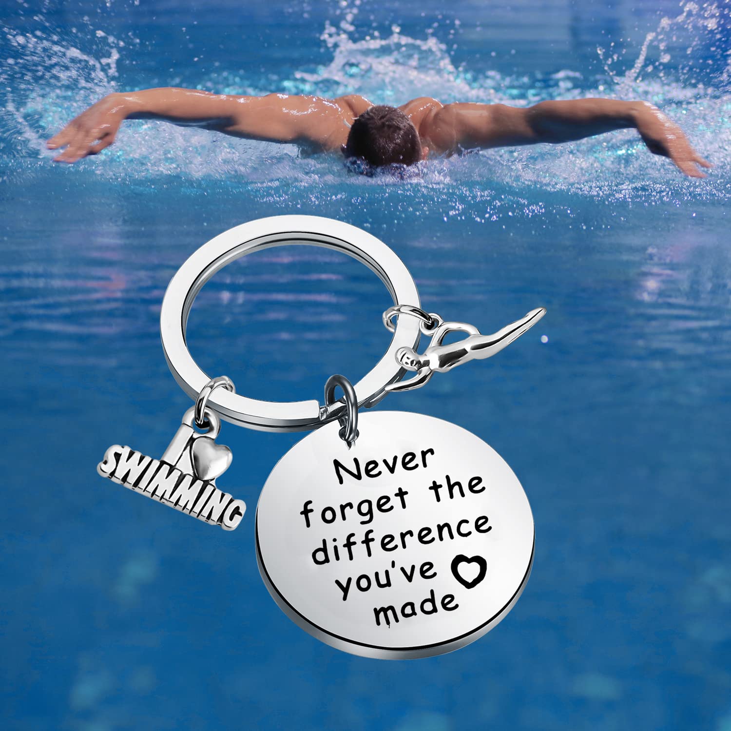 MYOSPARK Swimmer Gift Swim Keychain Swimming Lover Gift Swimming Inspirational Gift Swimming Jewelry for Swimming Coach (Swimmer KC)