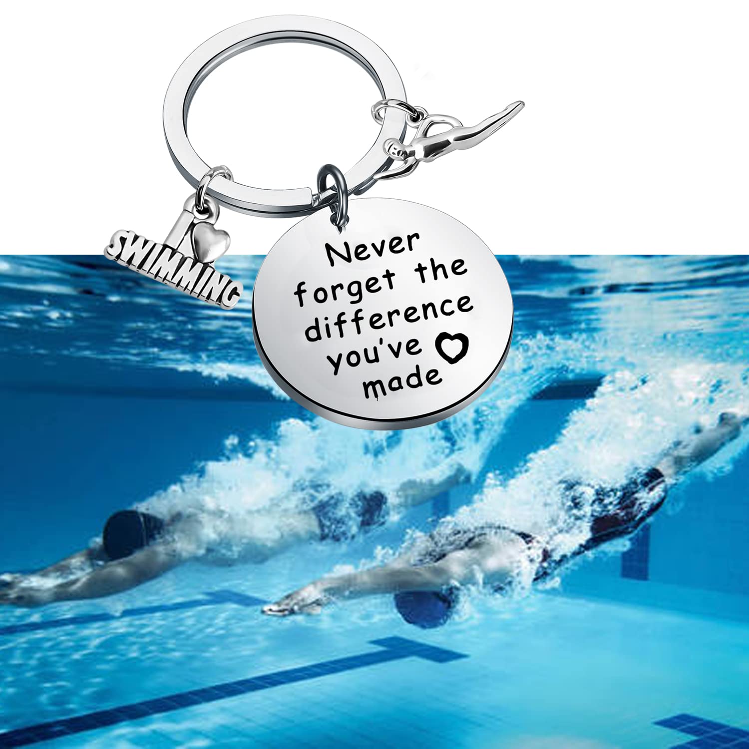 MYOSPARK Swimmer Gift Swim Keychain Swimming Lover Gift Swimming Inspirational Gift Swimming Jewelry for Swimming Coach (Swimmer KC)