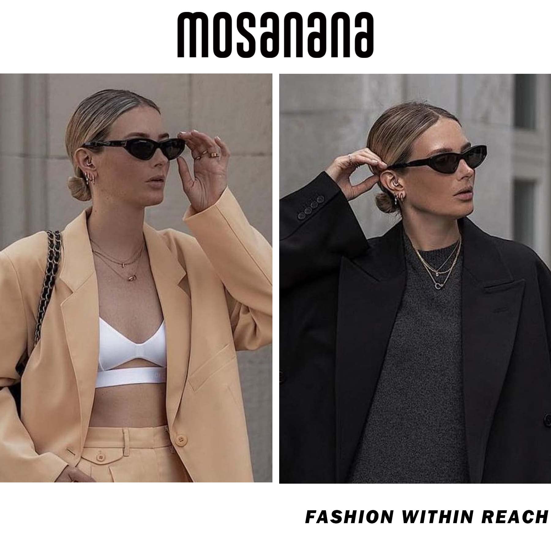 mosanana Y2k Cat Eye Sunglasses for Women Men Trendy Cool Cute Funky Fashion Retro Vintage Black Baddie Stylish 90s Aesthetic Futuristic Personalized Chunky Ladies Sun Glasses Triangle Twist KELSEY