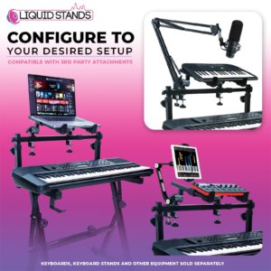 Liquid Stands 2 Tier Keyboard Stand Attachment - Adjustable Electric Digital Piano Stand for 54 - 88 Key Music Keyboards & Synths - Double Stand Extender for Square Tube Z Style Stands