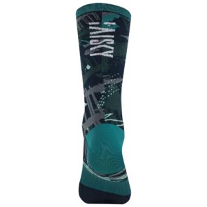 Baisky Cycling Crew Socks-Disguise Green-Training Mid Calf Socks for Biking Running Sportswear