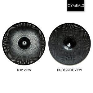 Low Volume Hi Hat Cymbals, 14 inches Practice Hi Hat Cymbal Pair, Quiet HiHat Cymbals (14", Black)