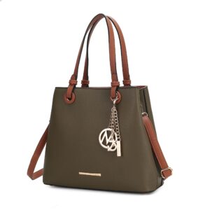 mkf collection tote bag for women, vegan leather top-handle handbag crossover purse