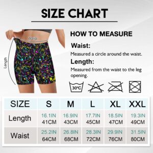 Lusherd 80s Party Women's Shorts Neon Biker Shorts for Women 80s 90s High Waisted Yoga Gym Shorts Soft Seamless Spandex Leggings Shorts