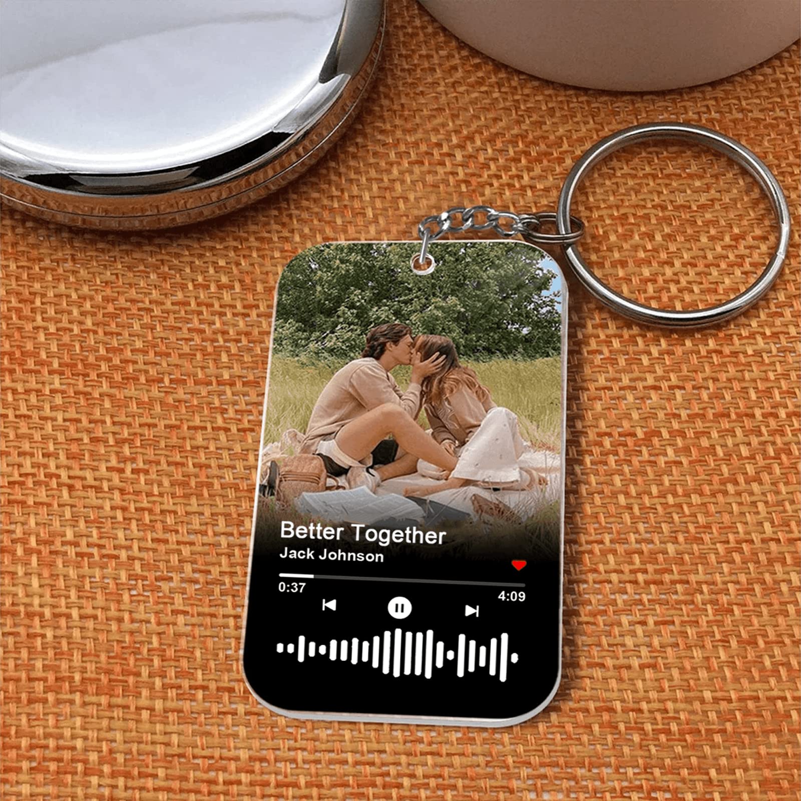 Personalised Music Acrylic Keychain, Song Keychain, Custom Keyring, Photo Keychain, Music Boyfriend Girlfriend Valentines, Couple Keychain, Music Love Birthday, Valentines Day Gifts For Him Her1