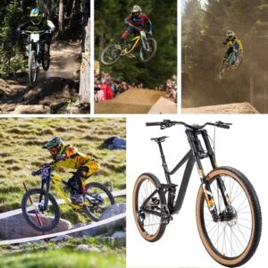 BUCKLOS 26/27.5/29 inch Electric Mountain Bike Air Suspension Inverted Downhill Fork，Thru Axle Boost 15x110mm Travel 140/180mm Rebound Adjust 1-1/8" Straight Tapered Disc Brake Bicycle Front Forks