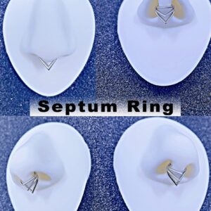 16G 8mm Silver Nose Rings Lip Septum Clicker Triple Open Stack Conch Daith Piercing Jewelry Teardrop Cartilage Earring Hoop 316L Surgical Steel Conch Daith Helix Rook Lobe Earring Teardrop Earring