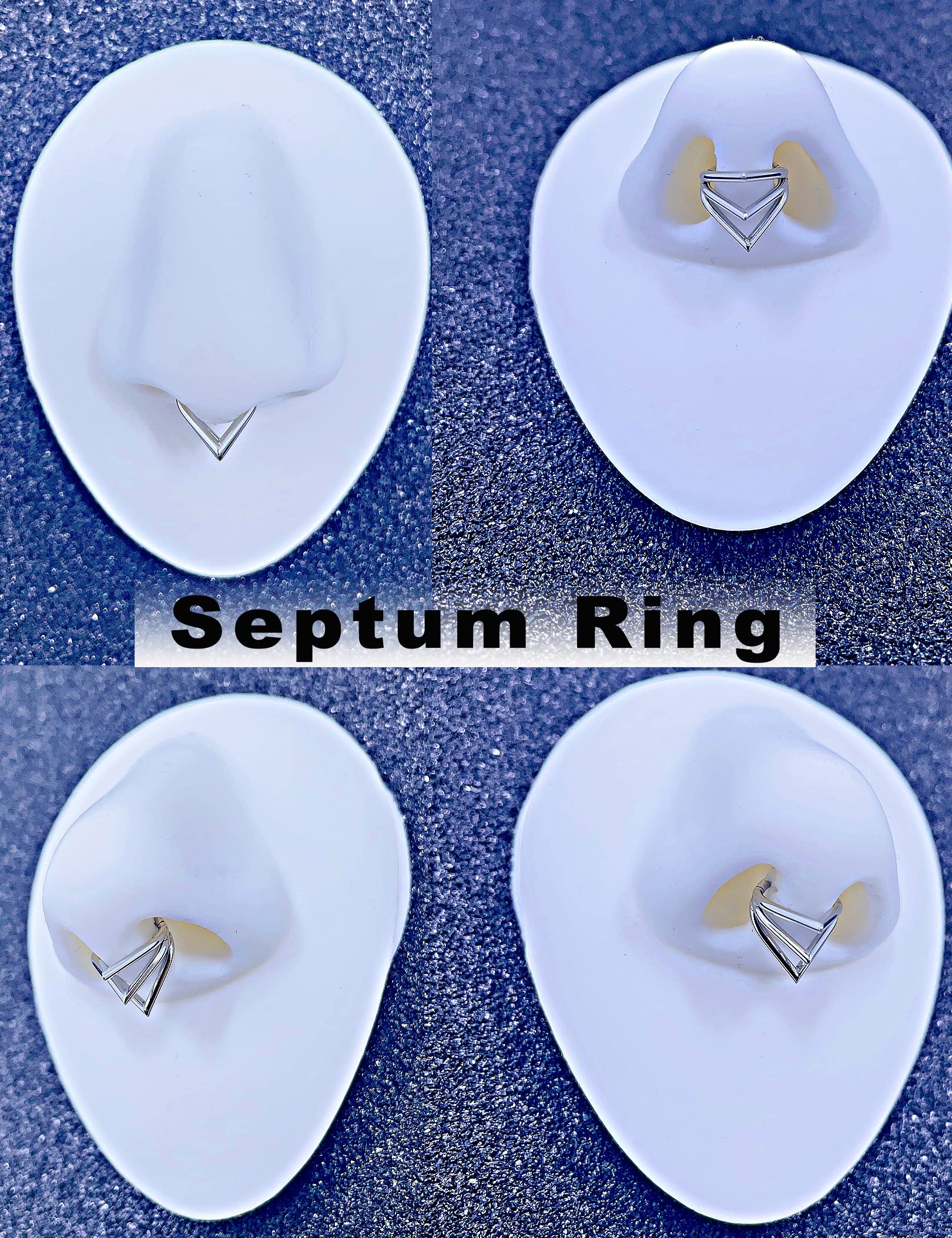 16G 8mm Silver Nose Rings Lip Septum Clicker Triple Open Stack Conch Daith Piercing Jewelry Teardrop Cartilage Earring Hoop 316L Surgical Steel Conch Daith Helix Rook Lobe Earring Teardrop Earring