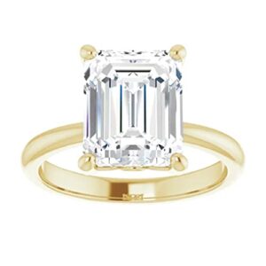 925 Silver, 10K/14K/18K Solid Gold Moissanite Engagement Ring 3.0 CT Emerald Cut Handmade Solitaire Ring, Diamond Wedding Ring for Women/Her Anniversary Proposes Gift, VVS1 Colorless