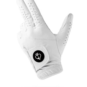 Pins & Aces - Ghost White Golf Glove Design - Premium AAA Cabretta Leather, Long-Lasting Durable Tour Glove for Men or Women - Premium Leather Golf Glove Left & Right Hand (Medium/Large, Left)