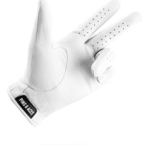 Pins & Aces - Ghost White Golf Glove Design - Premium AAA Cabretta Leather, Long-Lasting Durable Tour Glove for Men or Women - Premium Leather Golf Glove Left & Right Hand (Medium/Large, Left)