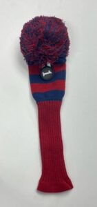 quality sports pom pom knit golf driver head cover (navy/maroon)