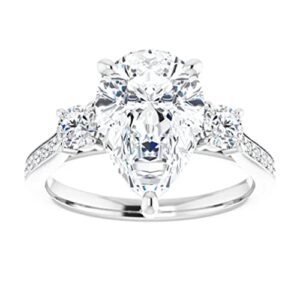 925 Silver, 10K/14K/18K Solid Gold Moissanite Engagement Ring, 4 CT Pear Cut Handmade Solitaire Ring Diamond Wedding Ring for Women/Her, Anniversary Propose Gifts, VVS1 Colorless