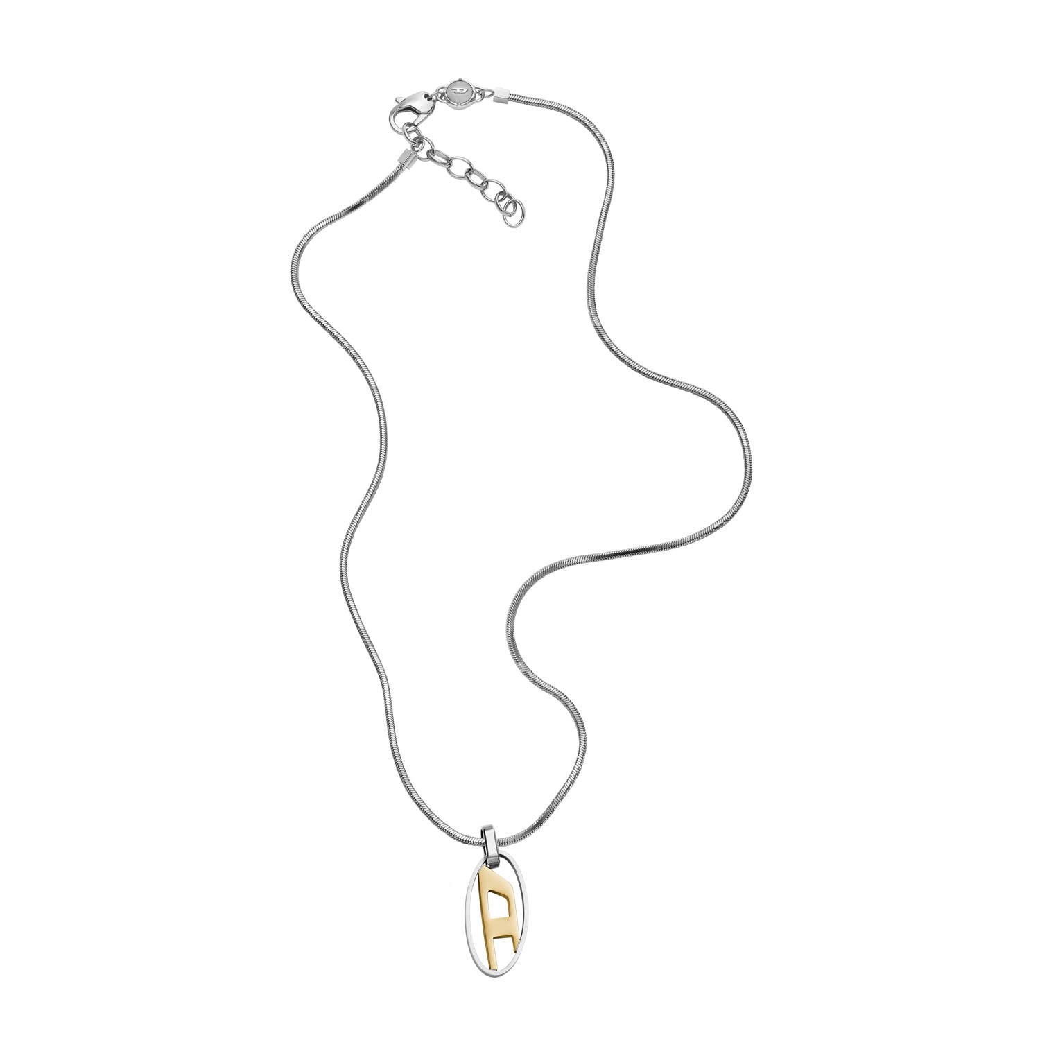 Diesel All-Gender Stainless Steel Pendant Necklace, Silver/Gold (Model: DX1421931)