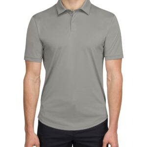 Men’s Polo Golf Shirt with Round Hem - Dry Fit 4-Way Stretch Fabric, Moisture Wicking, Anti-Odor & UPF50+. Side Split Hems Charcoal