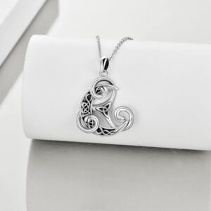 URONE Celtic Knot Necklace 925 Sterling Silver Viking Triskelion Necklace Celtic Moon Necklace Triskele Pendant Celtic Jewelry Gifts for Women (Triskelion 2)