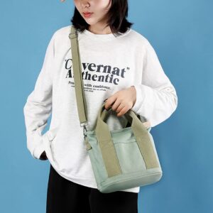 Women's canvas handbag Multi -capacity canvas bag Hobo Cross shoulder bag hand -grabbing wallet Green