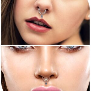 Vsnnsns 16G Septum Jewelry Septum Ring Piercing Jewelry Septum Clicker Ring and Horseshoe Barbell Stainless Steel Septum Nose Rings Hoop for Men Women Rose Gold 10mm 12pcs