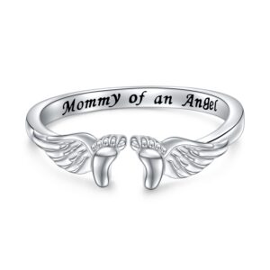 Miscarriage Gifts for Mothers 925 Sterling Silver Miscarriage Ring/Miscarriage Necklace Loss Mommy of an Angel Memorial Jewelry Sympathy Gift for Women Mother Mom Size 9