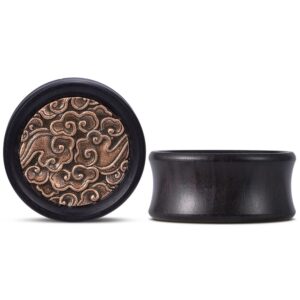 erkuoo 2pcs ebony wood ear tunnel plug double flared ear gauges flesh tunnels stretcher piercings expanders 1/2"(12mm)