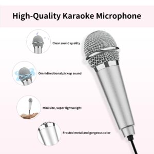 USB C Mini Karaoke Microphone for Android Phone, Laptop, Tablets Small ASMR Microphone for Voice Video Recording Singing, Vlogging, Podcasting YouTube (1 PCS Rose Golden)