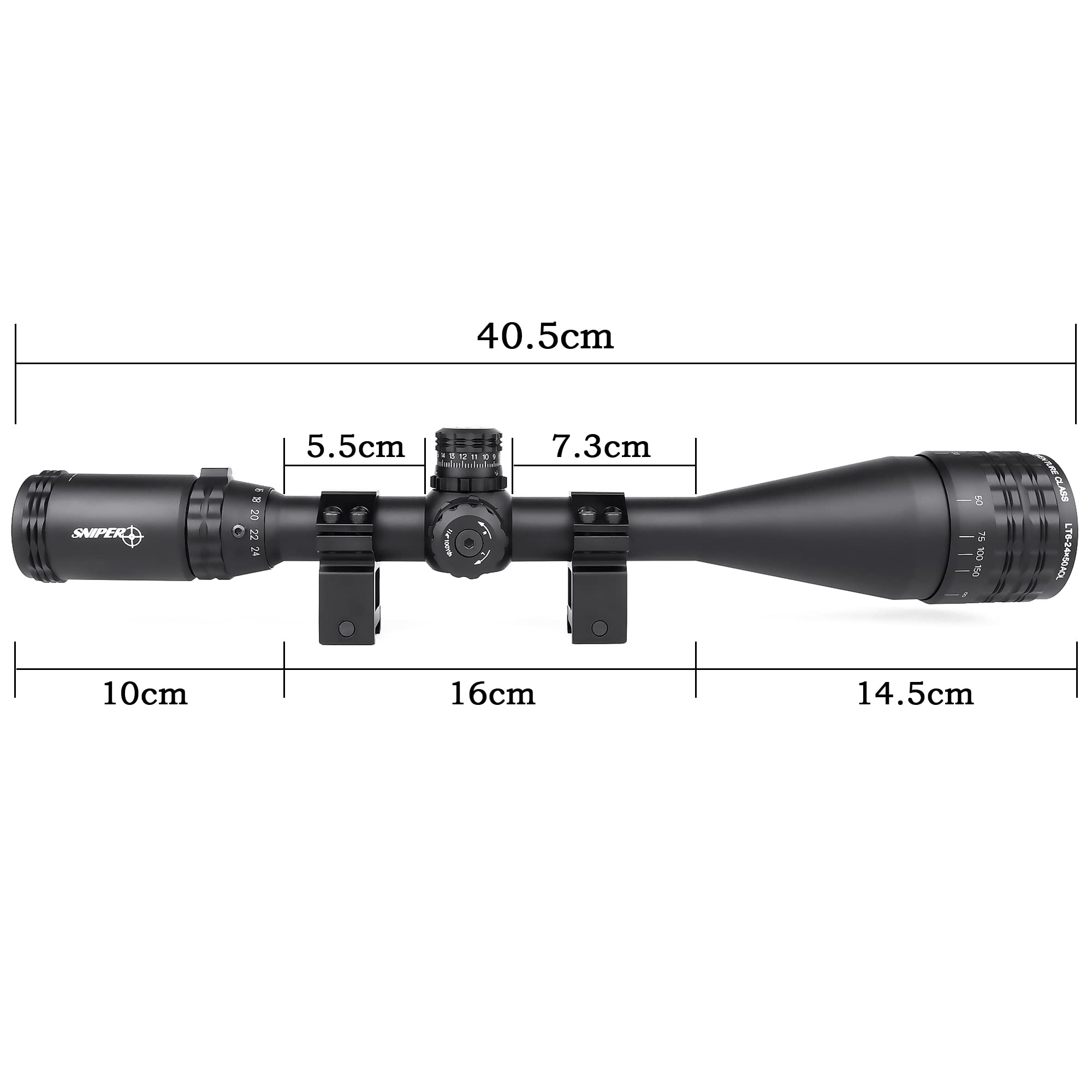 FSI 6-24x50 AO Rifle Scope SFP R/G/B Illuminated Reticle with Scope Rings